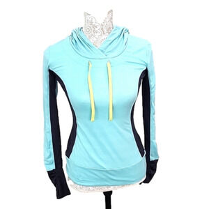Mpg Mondetta Performance Gear L/s Top, Aqua And Gray Size Xs